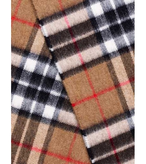 Mini Ruana Tartan CAMEL THOMPSON - Mantella, poncho di lana Bronte by Moon donna elegante invernale kitatori svizzera