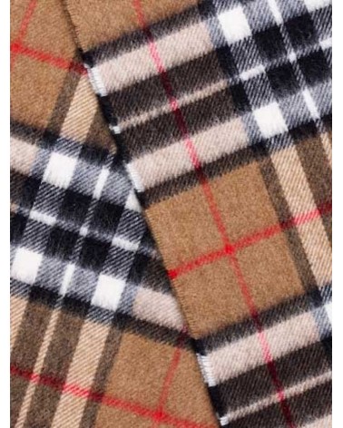 Mini Ruana Tartan CAMEL THOMPSON - Mantella, poncho di lana Bronte by Moon donna elegante invernale kitatori svizzera