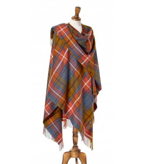 Grande Ruana Tartan ANTIQUE BUCHANAN - Mantella, poncho di lana Bronte by Moon donna elegante invernale kitatori svizzera
