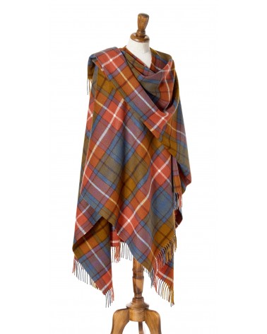Grande Ruana Tartan ANTIQUE BUCHANAN - Mantella, poncho di lana Bronte by Moon donna elegante invernale kitatori svizzera