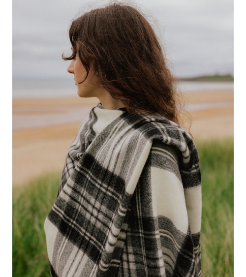 Grande Ruana Tartan DRESS GREY STEWART - Mantella, poncho di lana Bronte by Moon donna elegante invernale kitatori svizzera