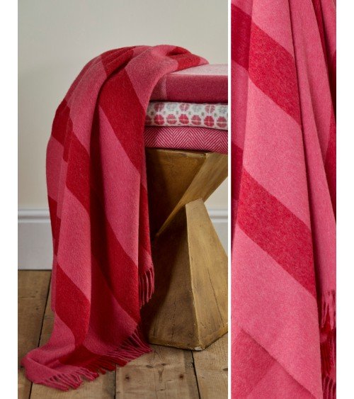 Plaid per divano STRIPE Rosa - Coperta in lana merinos Bronte by Moon plaid per divano in lana coperta morbida letto matrimon...