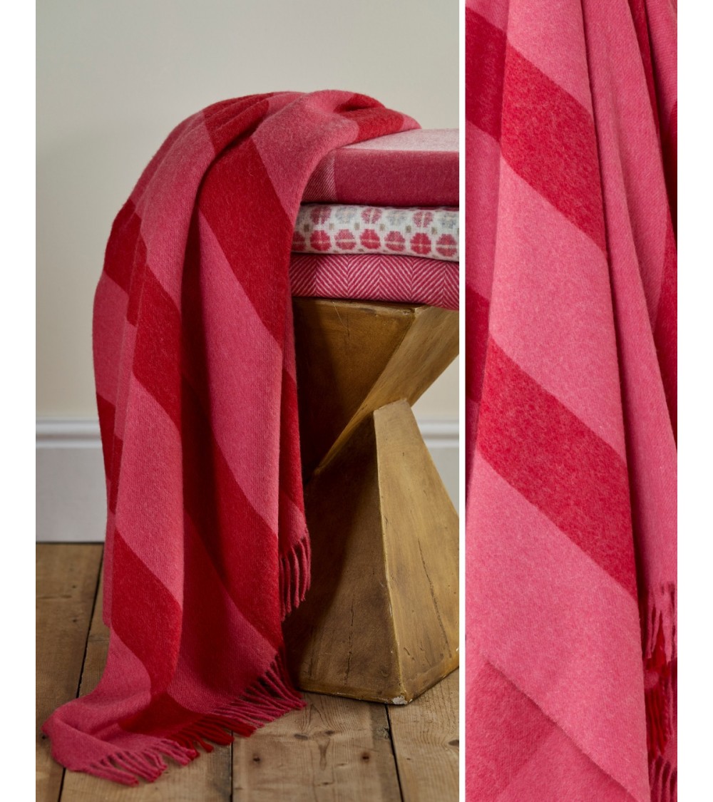 Plaid per divano STRIPE Rosa - Coperta in lana merinos Bronte by Moon plaid per divano in lana coperta morbida letto matrimon...