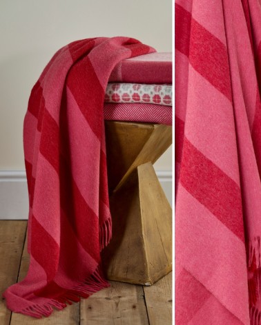 Plaid per divano STRIPE Rosa - Coperta in lana merinos Bronte by Moon plaid per divano in lana coperta morbida letto matrimon...