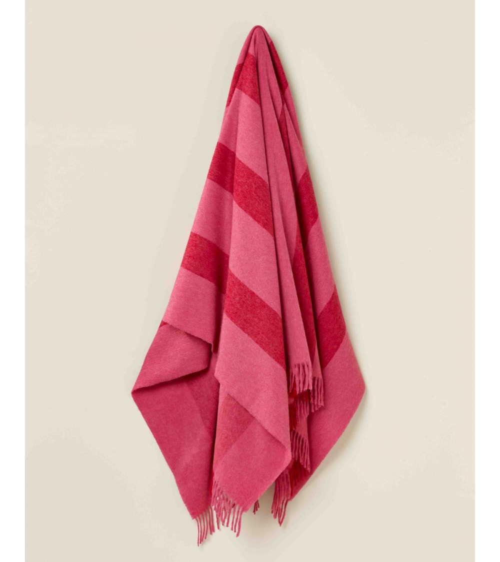 Plaid canapé STRIPE Rose - Couverture en laine mérinos Bronte by Moon un plaid cocooning couverture chaude douce plaide lit