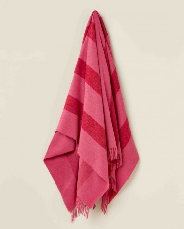 Plaid per divano STRIPE Rosa - Coperta in lana merinos Bronte by Moon plaid per divano in lana coperta morbida letto matrimon...