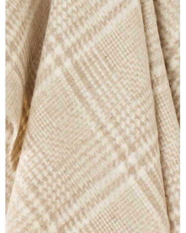 Plaid PATCHWORK GLEN CHECK Naturel / Blanc - Couverture en laine Bronte by Moon un plaid cocooning couverture chaude douce pl...