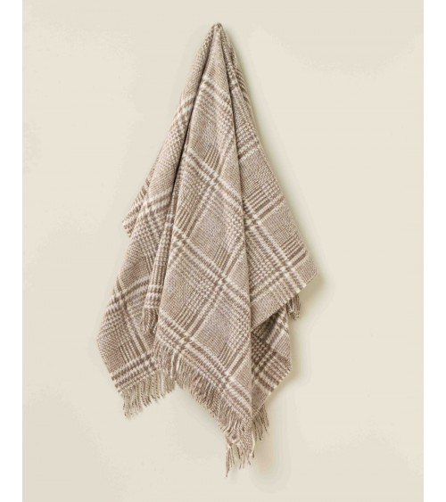Plaid lana PATCHWORK GLEN CHECK Marrone / Ecru - Coperta per divano Bronte by Moon plaid per divano in lana coperta morbida l...
