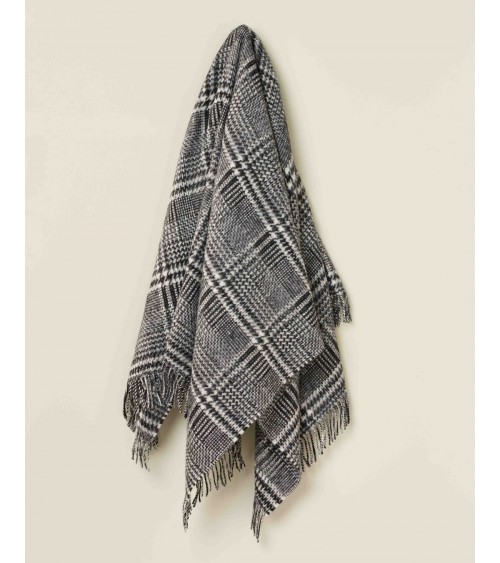 Plaid PATCHWORK GLEN CHECK Noir / Blanc - Couverture en laine Bronte by Moon un plaid cocooning couverture chaude douce plaid...