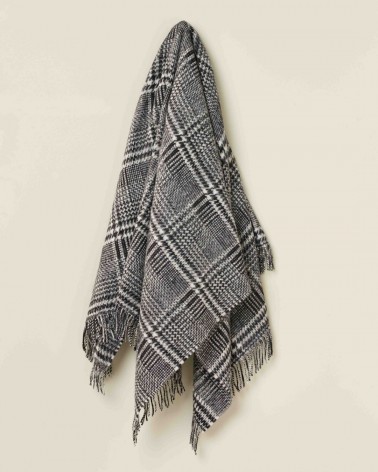 Plaid PATCHWORK GLEN CHECK Noir / Blanc - Couverture en laine Bronte by Moon un plaid cocooning couverture chaude douce plaid...