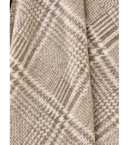 Plaid PATCHWORK GLEN CHECK Marron / Écru - Couverture en laine Bronte by Moon un plaid cocooning couverture chaude douce plai...