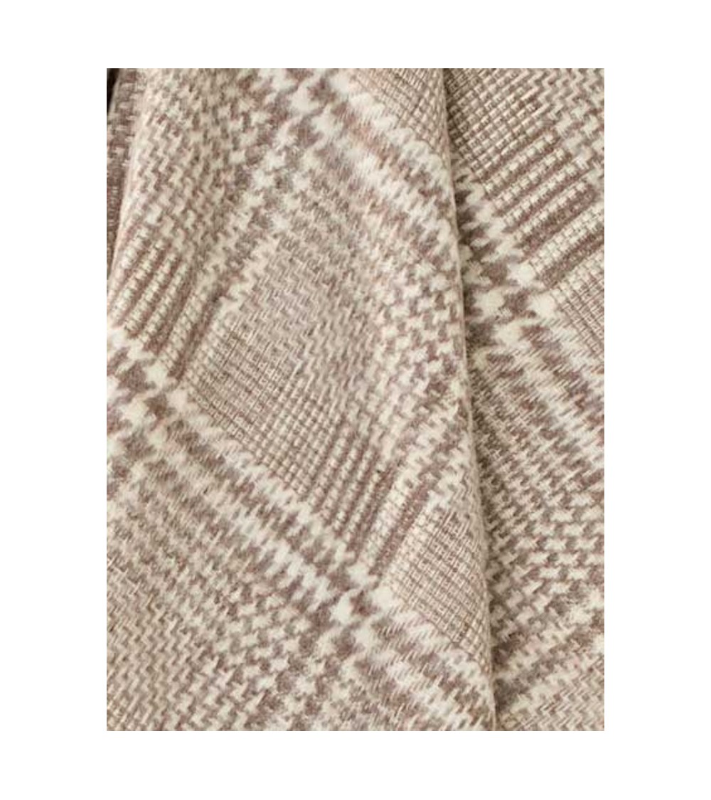 Wolldecke PATCHWORK GLEN CHECK Braun / Ecru - Decke, Kuscheldecke Bronte by Moon Schafwolldecke warme Woll Decken Sofa wohnde...