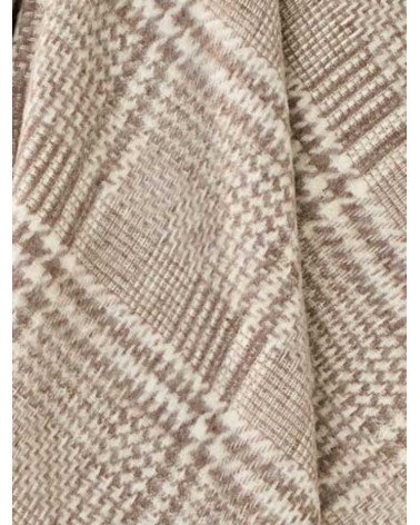 Plaid PATCHWORK GLEN CHECK Marron / Écru - Couverture en laine Bronte by Moon un plaid cocooning couverture chaude douce plai...