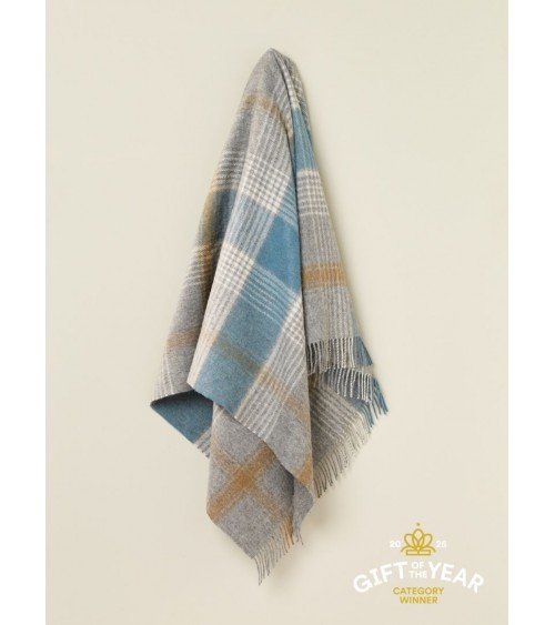 Plaid CLASSIC CHECK Teal - Couverture en laine Bronte by Moon un plaid cocooning couverture chaude douce plaide lit