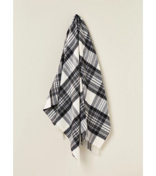 Plaid Tartan DRESS GREY STEWART - Couverture en laine mérinos Bronte by Moon anglaise plaid tartan ecossais 100 laine highland