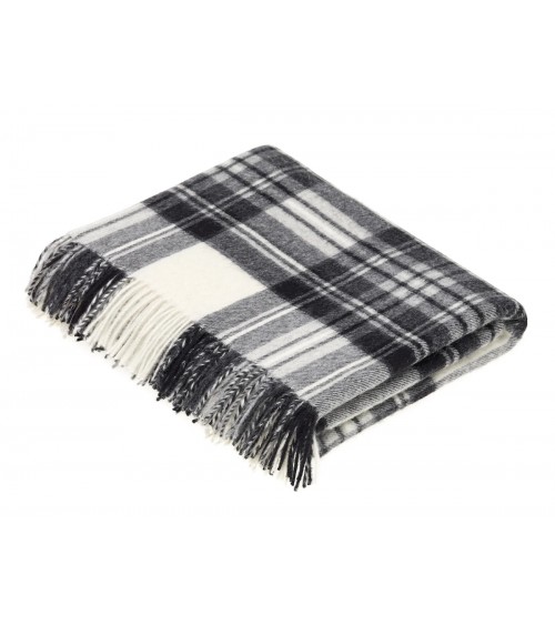 Plaid scozzese DRESS GREY STEWART - Coperta in lana merinos Bronte by Moon per divano plaides coperta 100 lana di qualità