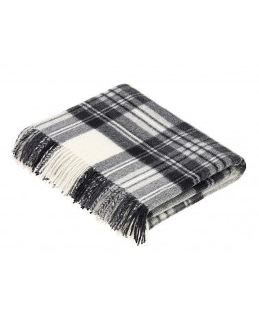 Plaid scozzese DRESS GREY STEWART - Coperta in lana merinos Bronte by Moon per divano plaides coperta 100 lana di qualità