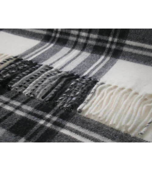 Plaid scozzese DRESS GREY STEWART - Coperta in lana merinos Bronte by Moon per divano plaides coperta 100 lana di qualità