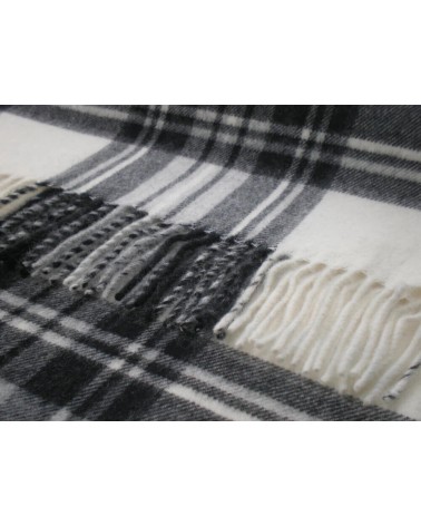 Plaid scozzese DRESS GREY STEWART - Coperta in lana merinos Bronte by Moon per divano plaides coperta 100 lana di qualità