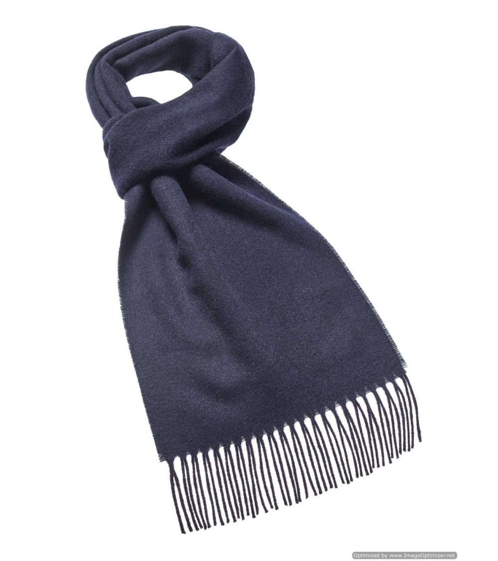 PLAIN Navy - écharpe bleu marine en laine merinos Bronte by Moon luxe pour femme homme Suisse Kitatori