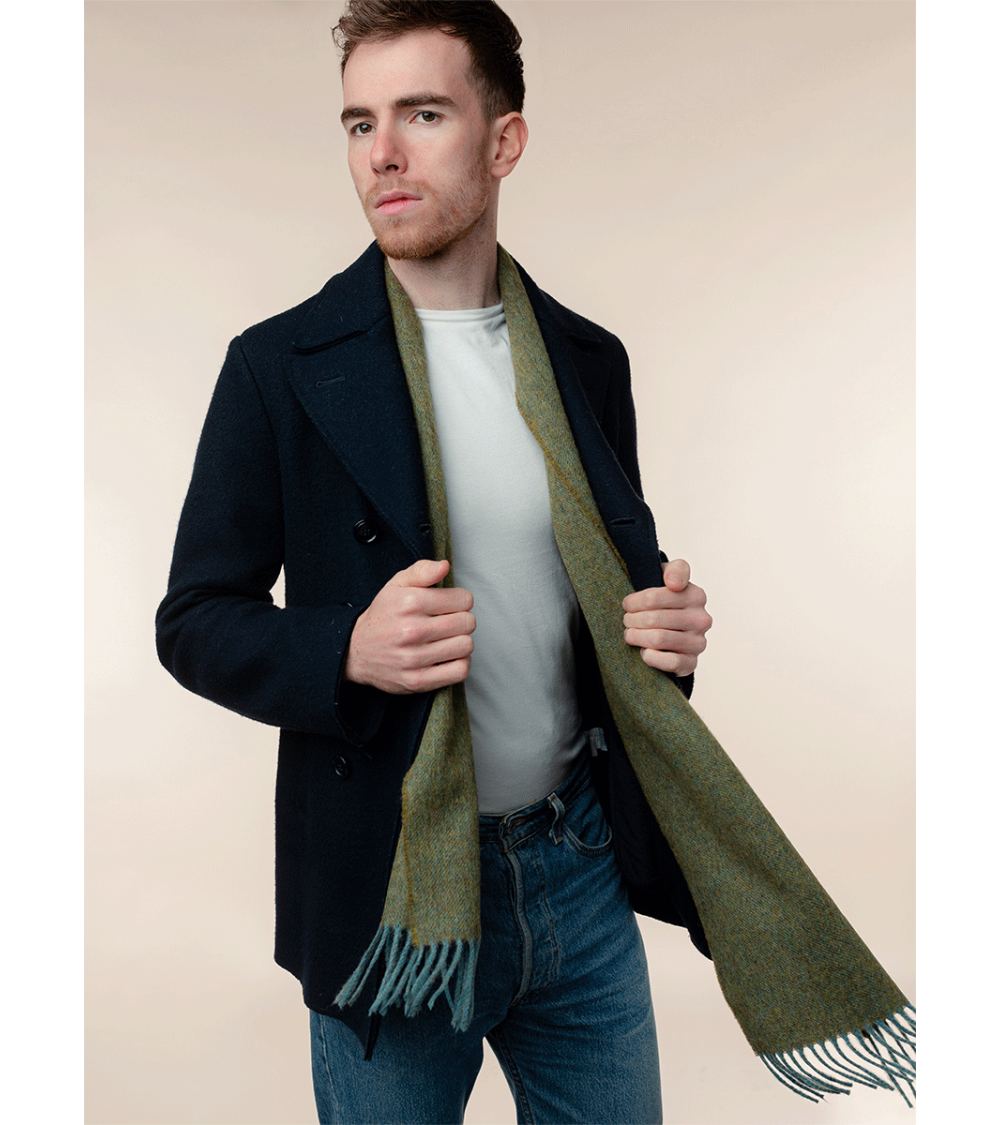 PLAIN Lovat - Sciarpa di lana merinos verde Bronte by Moon sciarpa inglese per donna da uomo per donna sciarpe di lana eleganti