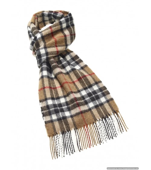 Tartan CAMEL THOMPSON - écharpe en laine mérinos Bronte by Moon luxe pour femme homme Suisse Kitatori