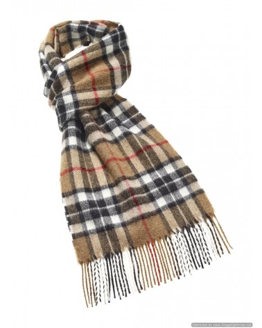 Tartan CAMEL THOMPSON - écharpe en laine mérinos Bronte by Moon luxe pour femme homme Suisse Kitatori