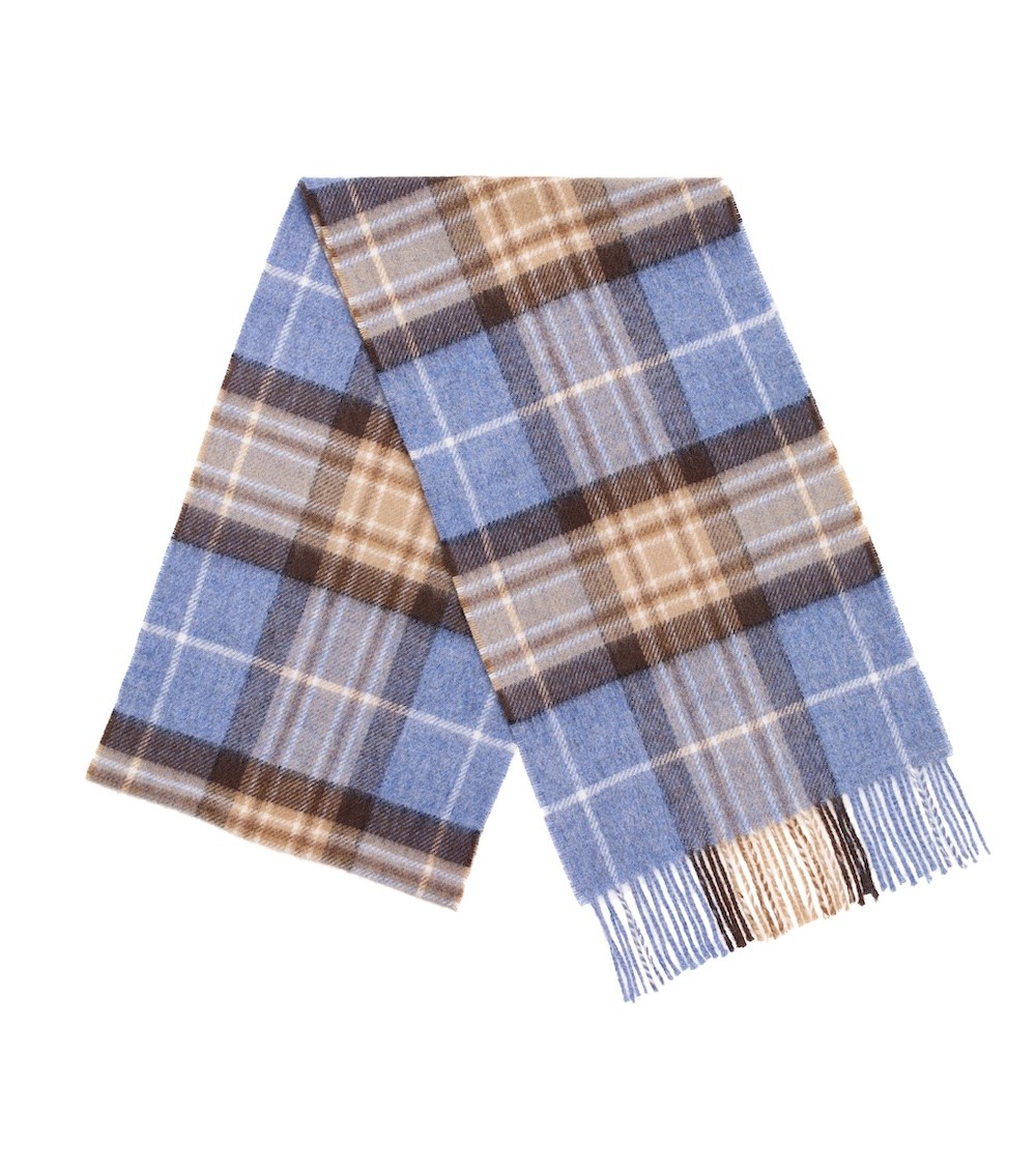 Tartan Blue McKellar - Sciarpa di lana merinos blu Bronte by Moon sciarpa inglese per donna da uomo per donna sciarpe di lana...