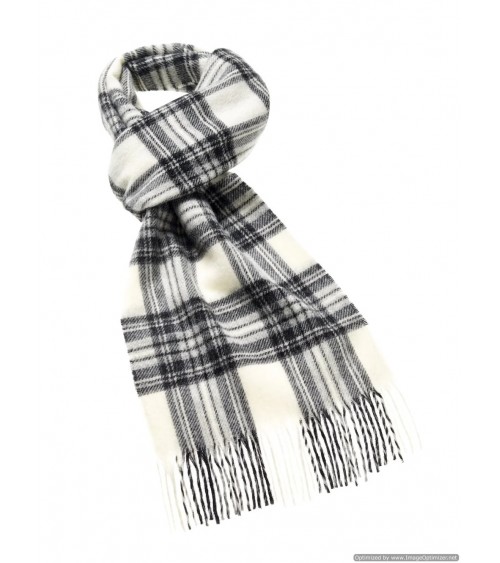 Tartan BLACK STEWART - écharpe en laine mérinos Bronte by Moon luxe pour femme homme Suisse Kitatori