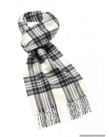 Tartan BLACK STEWART - écharpe en laine mérinos Bronte by Moon luxe pour femme homme Suisse Kitatori