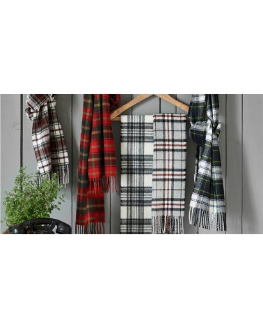 Tartan BLACK STEWART - écharpe en laine mérinos Bronte by Moon luxe pour femme homme Suisse Kitatori