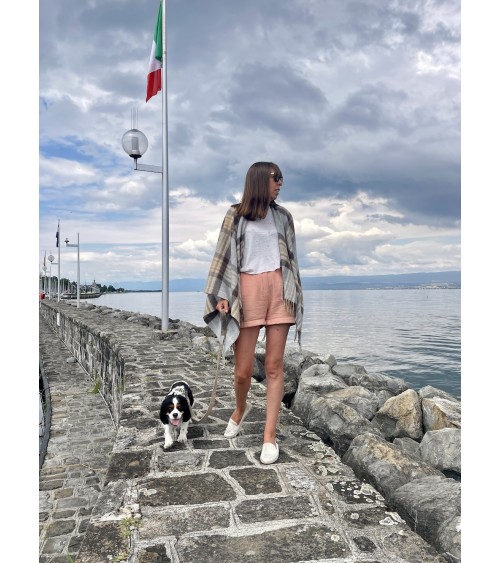 Mini Ruana Tartan MCKELLAR - Mantella, poncho di lana merinos Bronte by Moon donna elegante invernale kitatori svizzera