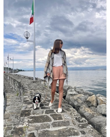 Mini Ruana Tartan MCKELLAR - poncho, cape en laine mérinos Bronte by Moon femme hiver chic plaid kitatori suisse