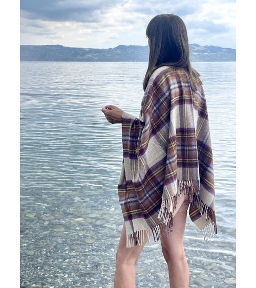 Mini Ruana Tartan DRESS HEATHER STEWART - Merino wool poncho Bronte by Moon cape warm winter elegant for women kitatori switz...