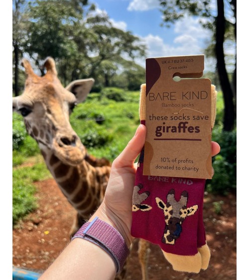 Salviamo le giraffe - Calzini di bambù Bare Kind calze da uomo per donna divertenti simpatici particolari
