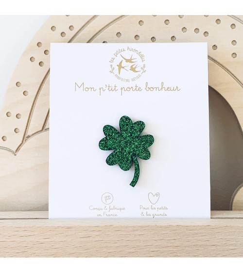Quadrifoglio - Spilla in feltro con paillettes Les Petites Hirondelles spiritose spille colorate particolari eleganti donna d...