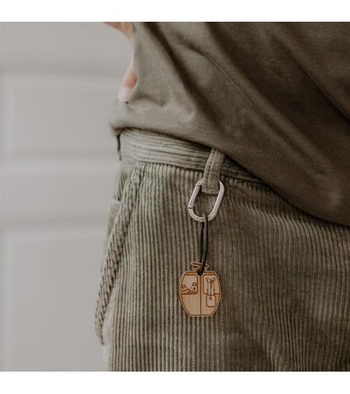 Télécabine - Porte clé en bois avec mousqueton Les Petites Hirondelles idée cadeau original suisse