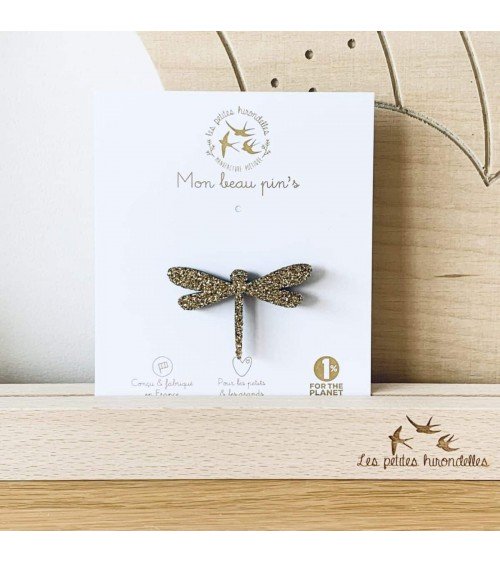 Dragonfly - Sequined felt pin Les Petites Hirondelles broches and pins hat pin badges collectible