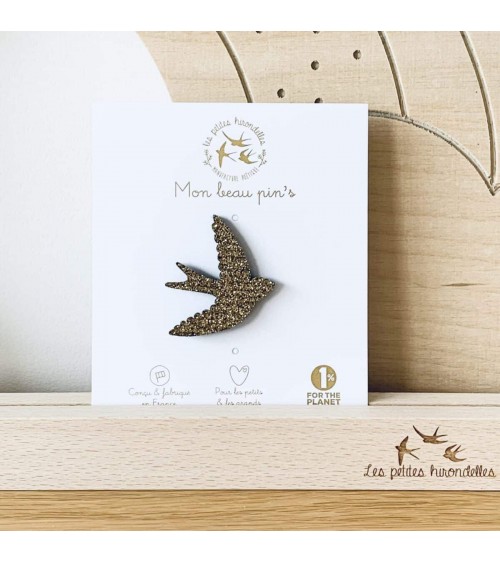 Swallow - Sequined felt pin Les Petites Hirondelles broches and pins hat pin badges collectible