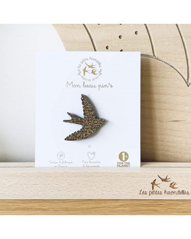 Swallow - Sequined felt pin Les Petites Hirondelles broches and pins hat pin badges collectible