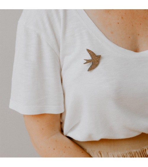 Swallow - Sequined felt pin Les Petites Hirondelles broches and pins hat pin badges collectible