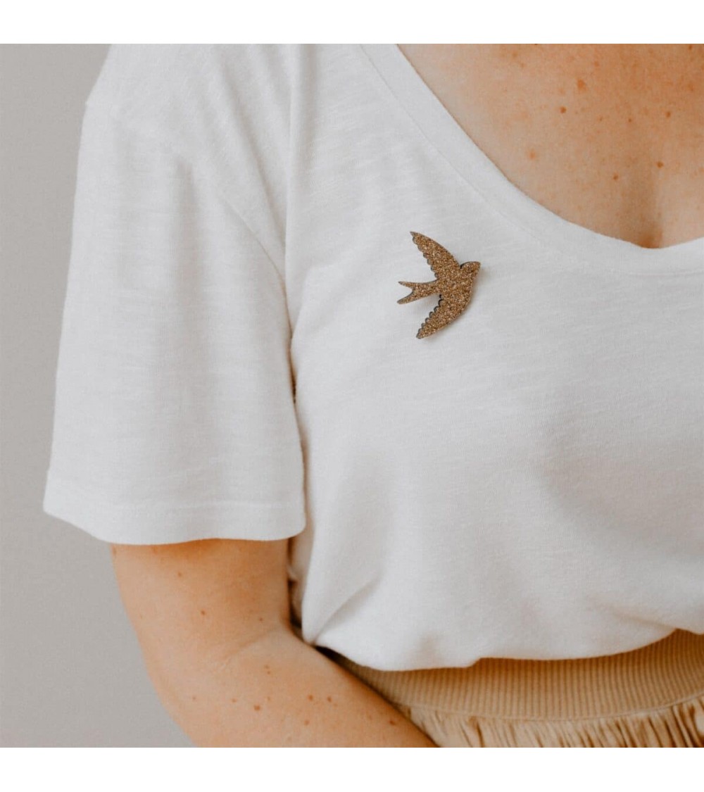 Swallow - Sequined felt pin Les Petites Hirondelles broches and pins hat pin badges collectible