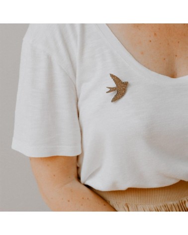 Swallow - Sequined felt pin Les Petites Hirondelles broches and pins hat pin badges collectible