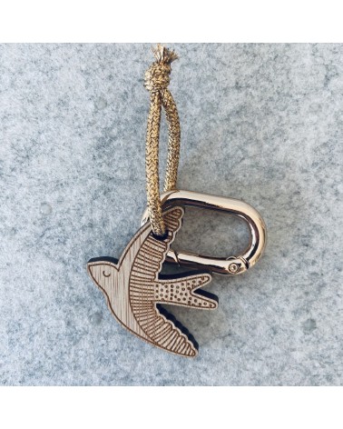 Swallow - Wooden key ring, key chain Les Petites Hirondelles original gift idea switzerland