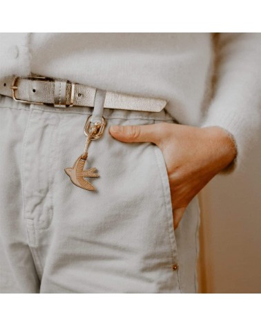 Hirondelle - Porte clé en bois avec mousqueton Les Petites Hirondelles idée cadeau original suisse