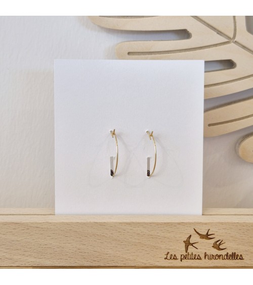 Hirondelles - Boucles d'oreilles créoles pailletées Les Petites Hirondelles fantaisie original femme suisse