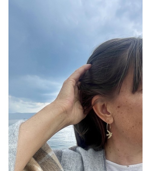 Swallows - Glittery hoop earrings Les Petites Hirondelles cute fashion design designer for women