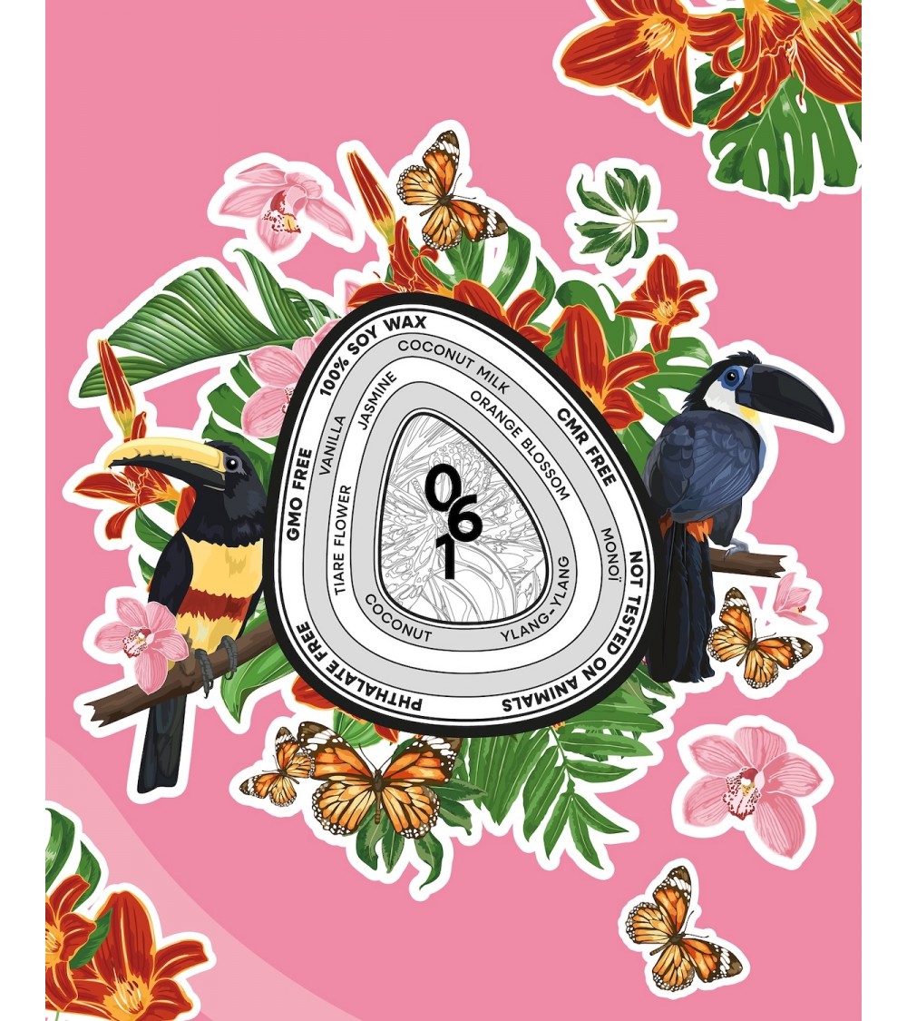 N°61 Coco Monoï - Candela profumata naturale artigianale migliori candele profumate artigianali particolari