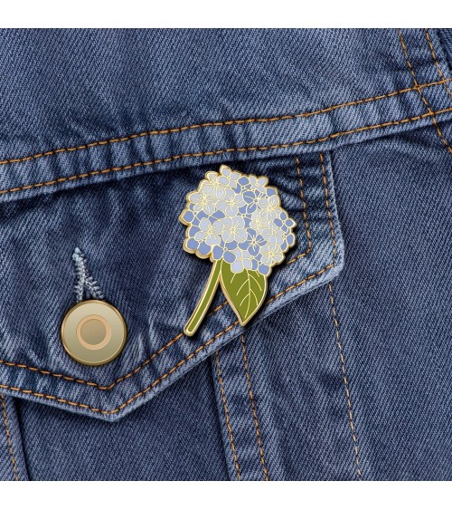 Flower Enamel Pin - Blue Hydrangea Plant Scouts broches and pins hat pin badges collectible