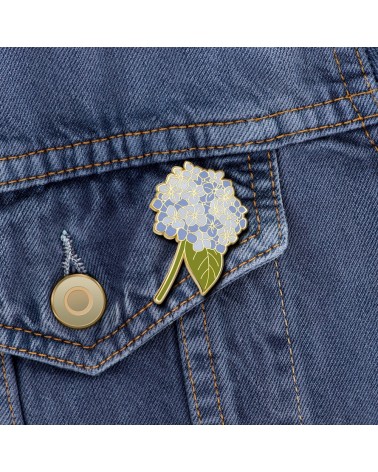 Flower Enamel Pin - Blue Hydrangea Plant Scouts broches and pins hat pin badges collectible